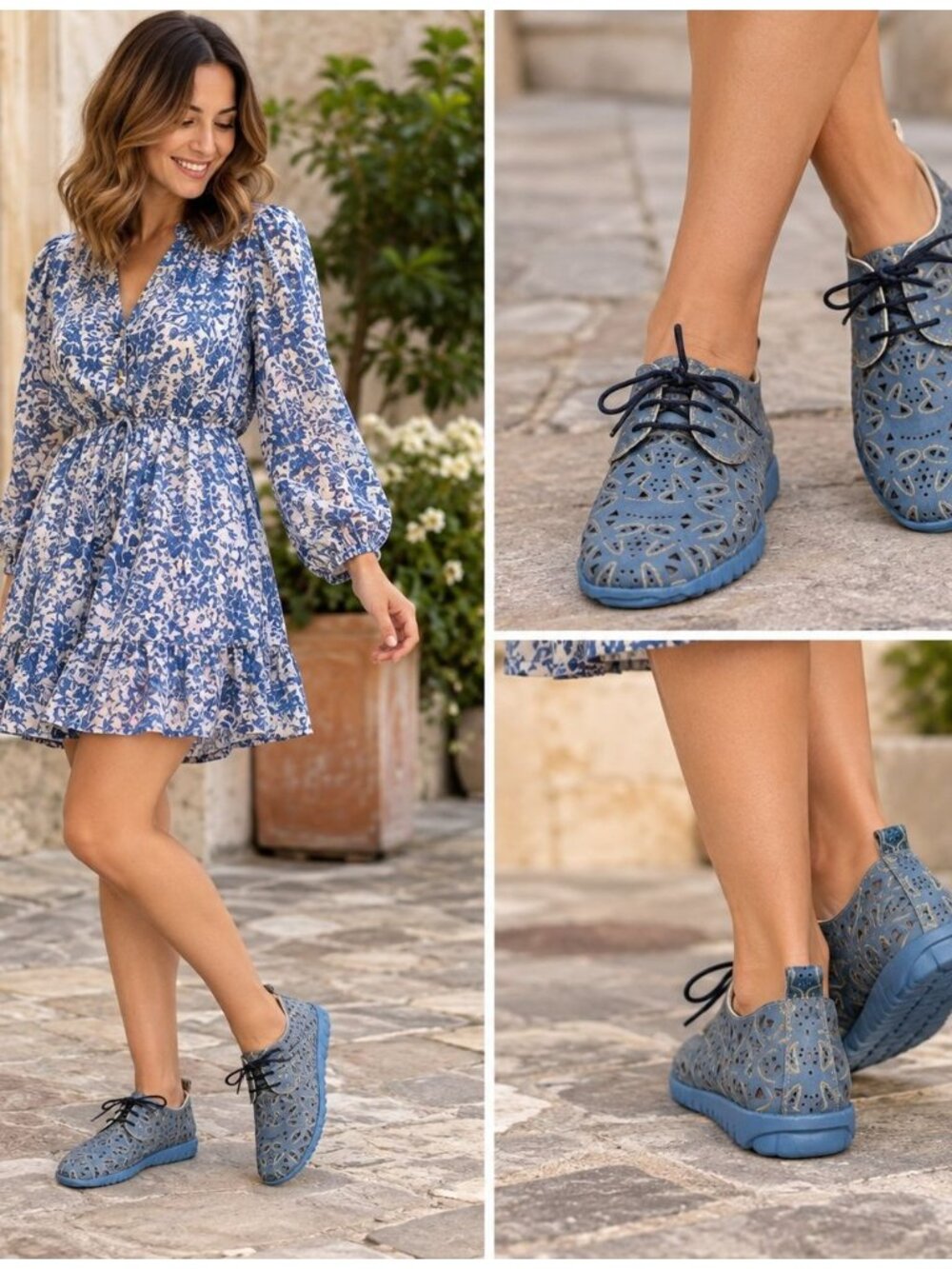 ROVERS Handmade Portugal Paisley Leather Lace Up Platform Shoes Boho Breathable
